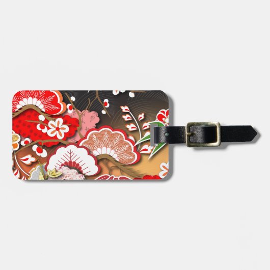 Eleganter japanischer Herbst Kimono Gepäckanhänger (Vorderseite horizontal)