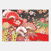 Eleganter japanischer Herbst Kimono Geschenkpapier Set (Vorderseite)