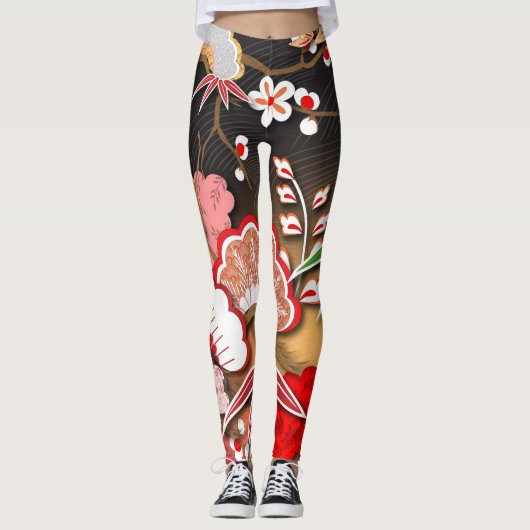 Eleganter japanischer Herbst Kimono Leggings (Vorderseite)