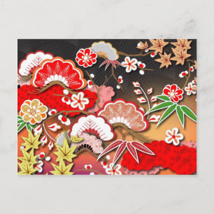 Eleganter japanischer Herbst Kimono Postkarte