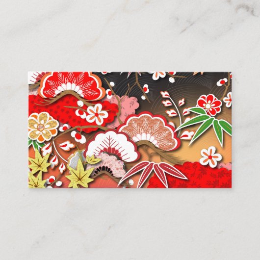 Eleganter japanischer Herbst Kimono Visitenkarte (Vorderseite)