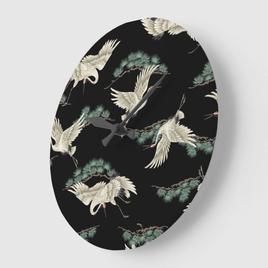 Eleganter japanischer Kranich: künstlerische Darst Große Wanduhr (Winkel)