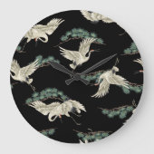 Eleganter japanischer Kranich: künstlerische Darst Große Wanduhr (Vorderseite)