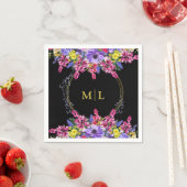 Eleganter Jeden Anlaß Monogram Black Multi Floral Serviette (Beispiel)