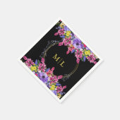 Eleganter Jeden Anlaß Monogram Black Multi Floral Serviette (Ecke)