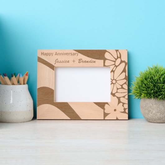 Eleganter Jubiläumsgeschenk Laser Etched Holzrahme Geätzte Rahmen (Vorderseite)