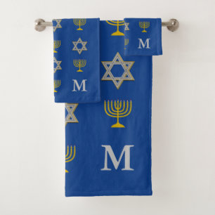 Eleganter jüdischer Star von David Menorah Monogra Badhandtuch Set