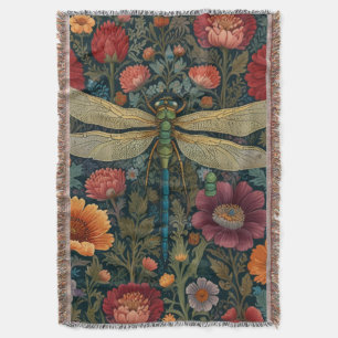 Eleganter Jugendstil Herbstblüten Libelle Decke