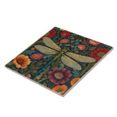 Eleganter Jugendstil Herbstblüten Libelle Fliese (Seite)