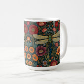 Eleganter Jugendstil Herbstblüten Libelle Kaffeetasse (VorderseiteRechts)
