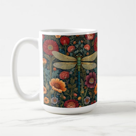Eleganter Jugendstil Herbstblüten Libelle Kaffeetasse (Links)