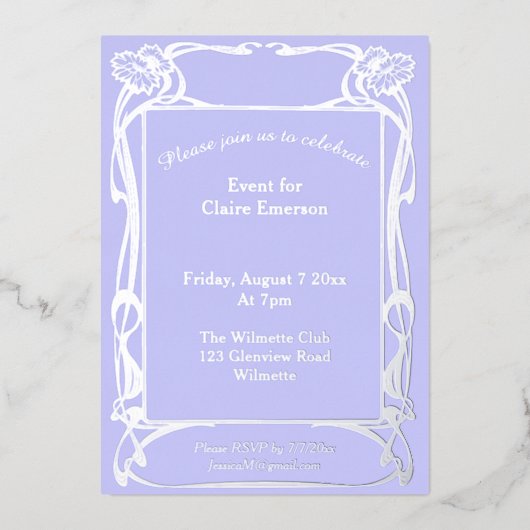 Eleganter Jugendstil-Rahmen Frische Pasta machen Folieneinladung (Vorderseite)