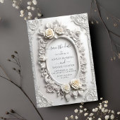 Eleganter Jugendstil-Rose-Rahmen Save the Date Einladung