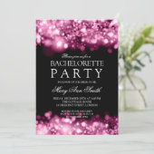 Eleganter Junggeselinnen-Abschied funkelnde Lichte Einladung (Stehend Vorderseite)