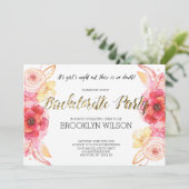 Eleganter Junggeselinnen-Abschied mit Blumen Einladung (Stehend Vorderseite)