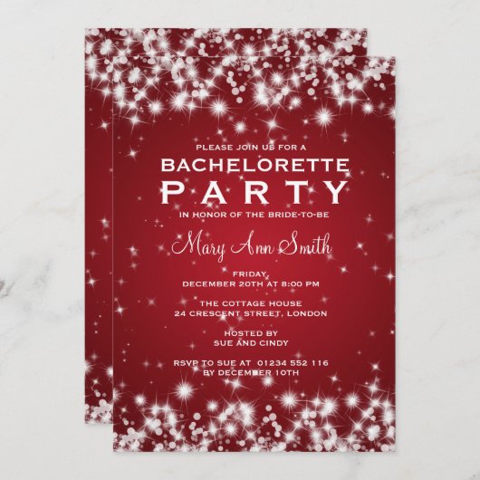 Eleganter Junggeselinnen-Abschied Wintersparkle Ro Einladung (Vorne/Hinten)