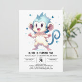 Eleganter Jungle Monkey Geburtstag Einladung (Stehend Vorderseite)