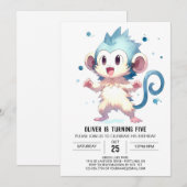 Eleganter Jungle Monkey Geburtstag Einladung (Vorne/Hinten)