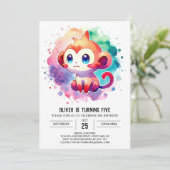 Eleganter Jungle Monkey Geburtstag Einladung (Stehend Vorderseite)