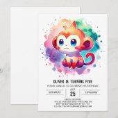 Eleganter Jungle Monkey Geburtstag Einladung (Vorne/Hinten)