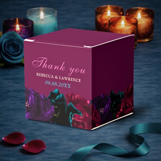 Eleganter Juwel tönt Blume Bordeaux Hochzeit Geschenkschachtel