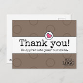 Eleganter Kaffee Brown mit Herz-Business Vielen Da Postkarte (Vorne/Hinten)