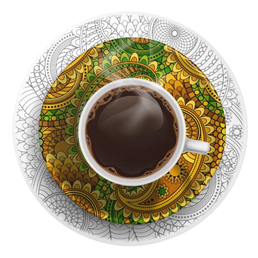 Eleganter Kaffee-Cup-Druckknopf - SRF Keramikknauf (Vorderseite)