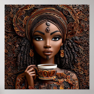 ☕ Eleganter Kaffee-Moment im Leben einer afrikanis Poster