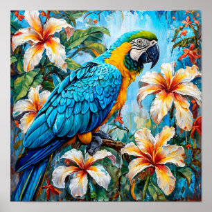 Eleganter Kakadu Papagei Exotische Vogel Kunst Poster