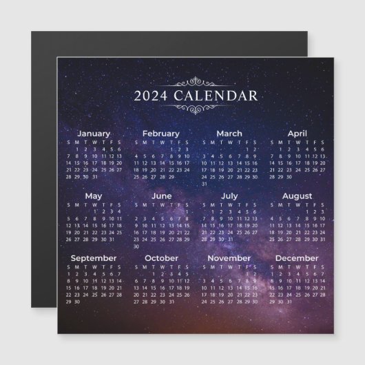 Eleganter Kalender 2024 auf der Milchstraße | Magn Magnetkarte (Vorne/Hinten)