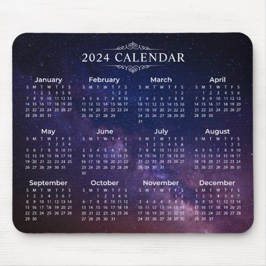 Eleganter Kalender 2024 auf der Milchstraße | Mous Mousepad (Vorne)