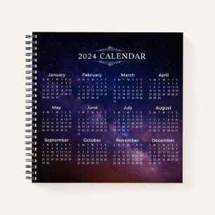 Eleganter Kalender 2024 auf der Milchstraße   Note Notizblock