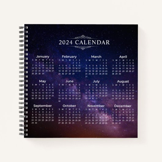 Eleganter Kalender 2024 auf der Milchstraße | Note Notizblock (Vorderseite)