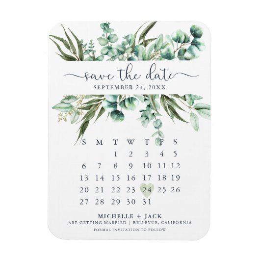 Eleganter Kalender Eukalyptus Speichern Sie das Da Magnet (Vertikal)