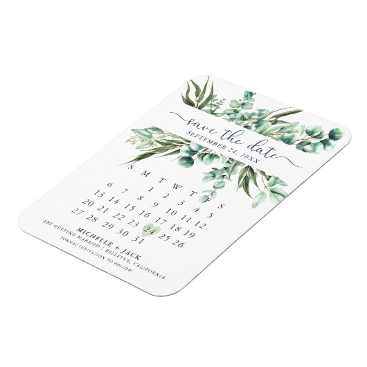 Eleganter Kalender Eukalyptus Speichern Sie das Da Magnet (Linke Seite)