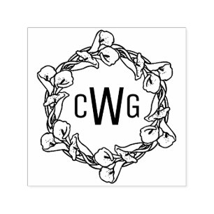 Eleganter Kalla-Lilien-Kranz 3 Anfangsmonogramm #1 Permastempel