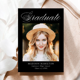 Eleganter Kalligrafie Black Foto Abschluss Ankündigung