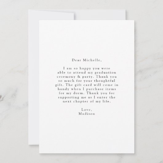 Eleganter Kalligrafie Black Foto Abschluss Dankeskarte (Rückseite)