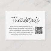 Eleganter Kalligrafie-Herzdetails QR-Code Begleitkarte (Vorderseite)