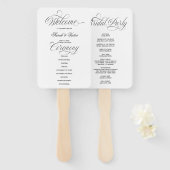Eleganter Kalligrafie-Hochzeitsprogramm-Handfächer Fächer (Vorne und Hinten)