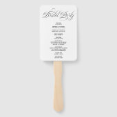 Eleganter Kalligrafie-Hochzeitsprogramm-Handfächer Fächer (Rückseite)