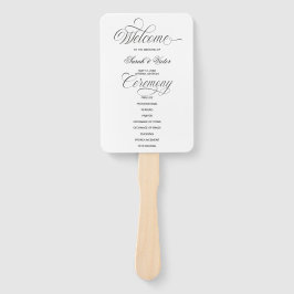 Eleganter Kalligrafie-Hochzeitsprogramm-Handfächer Fächer