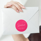 Eleganter Kalligrafie Hot Pink Abschluss Runder Aufkleber