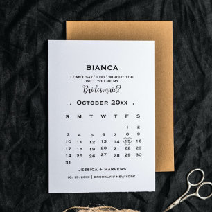 Eleganter Kalligrafie-Kalender Brautjungfer Vorsch