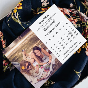 Eleganter Kalligrafie-Kalender-Brautjungfer-Vorsch Einladung