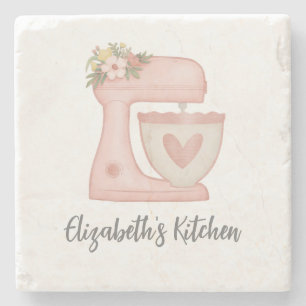 Eleganter Kalligrafie-Rosa-Kuchenmischer Steinuntersetzer