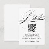Eleganter Kalligrafiedetails QR-Code Begleitkarte (Vorne/Hinten)