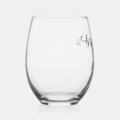 Eleganter Kalligrafiename Datum Überhängung Weinglas Ohne Stiel (Rechts)