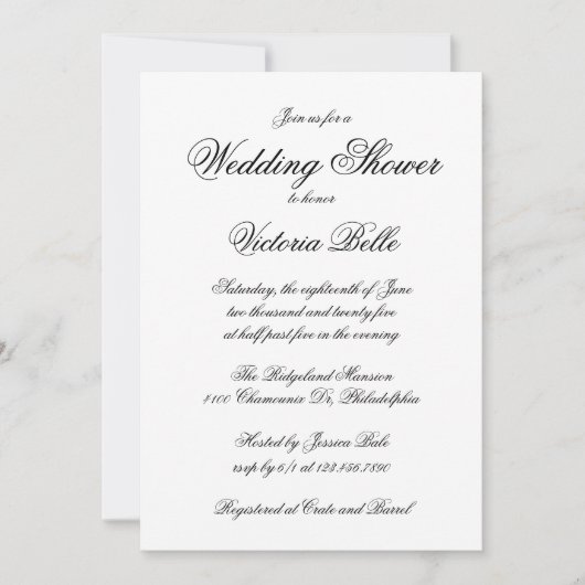 Eleganter kalligrafischer formaler Polterabend Einladung (Vorderseite)