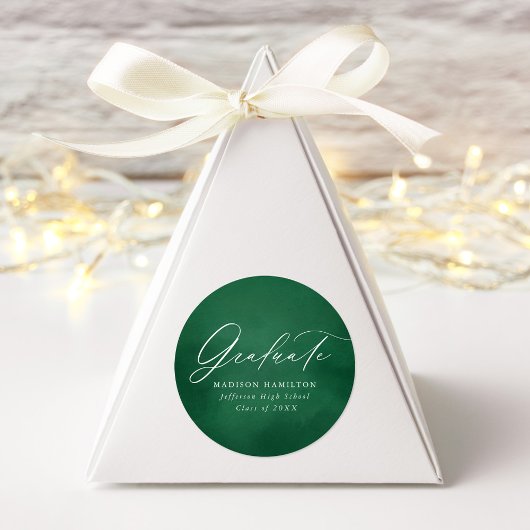 Eleganter kalligrafischer Grüner Abschluss Runder Aufkleber